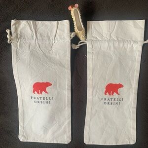 FRATELLI ORSINI (2) drawstring, beige, oblong shape, dust bags LNWOT